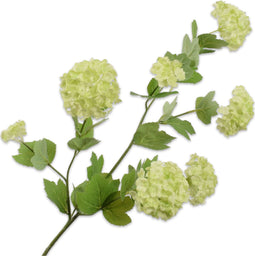 Silk-ka Kunstbloem-Zijden Bloemen Sneeuwbal Tak Groen-Crème 78 cm