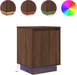 vidaXL - Nachtkastje - met - LED-verlichting - 38x34x50 - cm - bruin - eiken