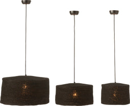 J-Line hanglamp Moonj - gras - zwart - 3 stuks