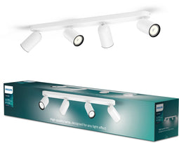 Philips Pongee - opbouwspot - 4-lichts draaibaar - wit