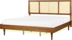 AURAY - Tweepersoonsbed LED - Lichthout - 180 x 200 cm - Rubberhout