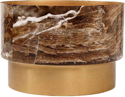 PTMD Imre Ronde Bloempot Marmerprint - H20 x Ø29,5 cm - Ijzer - Bruin/goud