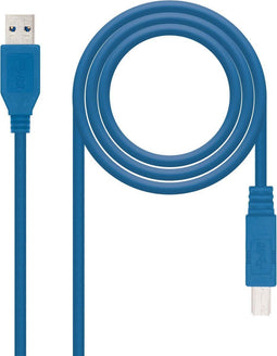 Nanocable 10.01.0802-BL USB-kabel 2 m USB 3.2 Gen 1 (3.1 Gen 1) USB A USB B Blauw