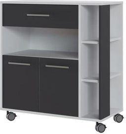 ECO Trolley 2 deuren 1 la - Wit en grijs - L 80 x D 39 x H 87 cm