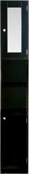 Badkamerkast - kolomkast badkamer slaapkamer of hal - met spiegel - 180 cm hoog - zwart