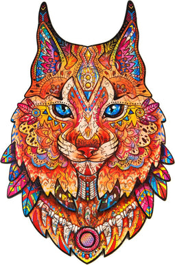 UNIDRAGON Houten Puzzel Voor Volwassenen Dier - Voorzichtige Lynx- 105 stukjes - Small 17x25 cm