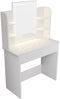 Juskys Zoey - Kaptafel - LED Spiegel 10 lampjes - Wit - 90x40x140 cm