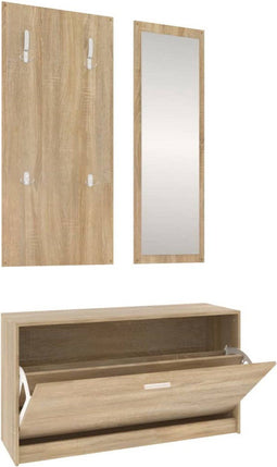 vidaXL - Schoenenkastset - 3-in-1 - bewerkt - hout - sonoma - eikenkleurig