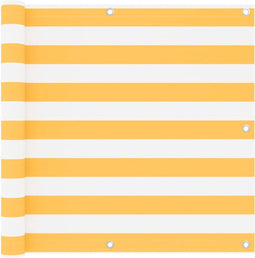 vidaXL - Balkonscherm - 90x400 - cm - oxford - stof - wit - en - geel