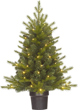 Black Box Trees Flachau - Kunstkerstboom met 40 LED Verlichting - H90 x Ø66 cm - Groen