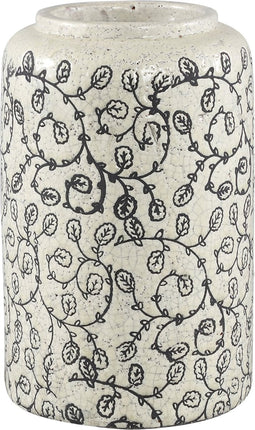 PTMD Marle Bloempot - H30 x Ø19,5 cm - Keramiek - Bloesem design - Wit