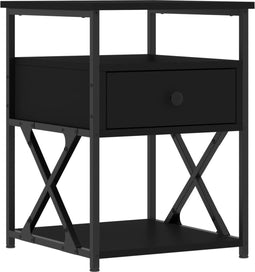 vidaXL - Nachtkastje - 40x42x55 - cm - bewerkt - hout - zwart