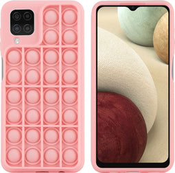 iMoshion Hoesje Geschikt voor Samsung Galaxy A12 Hoesje Siliconen - iMoshion Pop It Fidget Toy - Pop It hoesje - Roze
