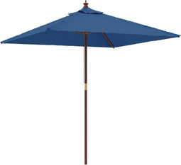 vidaXL - Parasol - met - houten - paal - 198x198x231 - cm - azuurblauw