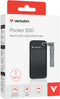 Verbatim Pocket SSD - Extern - 1TB - USB 3.2 (Gen2, 10Gb/s) - Grijs Zwart