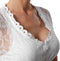 Dressforfun Dirndlblouse Heidi XXL - Dirndlblouse - Halflange mouwen bloemenkant - Wit