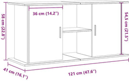 vidaXL - Aquariumstandaard - 121x41x58 - cm - bewerkt - hout - artisanaal - eiken