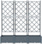 vidaXL - Tuinbak - met - Trellis - 3 - stuks - Lichtgrijs - 120x40x125,5 - cm