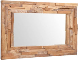 vidaXL - Decoratieve - spiegel - rechthoekig - 90x60 - cm - teakhout