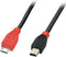 LINDY USB-kabel USB 2.0 USB-micro-B stekker, USB-mini-B stekker 2.00 m Zwart Met OTG-functie 31719