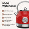 SOGO Retro Waterkoker - Snoerloos RVS - 1.8 Liter met Thermometer - Rood