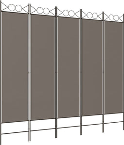 vidaXL - Kamerscherm - met - 5 - panelen - 300x200 - cm - stof - antracietkleurig
