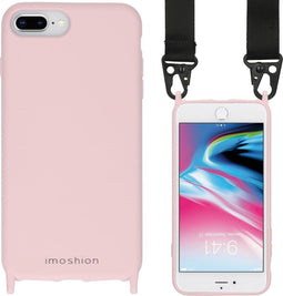 iMoshion Hoesje Geschikt voor iPhone 8 Plus / 7 Plus Hoesje Met Koord - iMoshion Color Backcover met koord - Nylon Strap - Roze