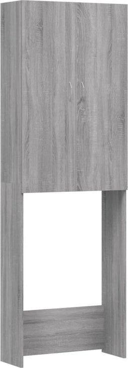 vidaXL - Wasmachinekast - 64x25,5x190 - cm - grijs - sonoma - eikenkleurig