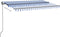 vidaXL - Luifel - handmatig - uittrekbaar - met - LED - 450x350 - cm - blauw - en - wit