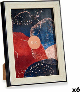Fotolijsten 15,6 x 2 x 20,5 cm Zwart Bruin Plastic Glas (6 Stuks)