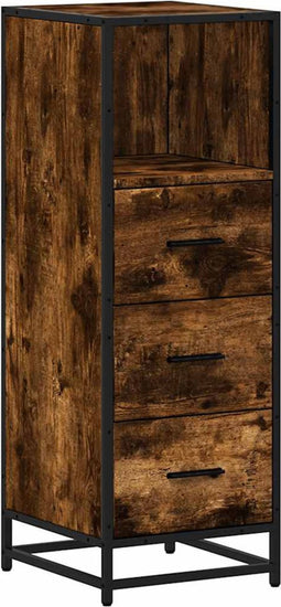 vidaXL - Badkamerkast - 35x37,5x100 - cm - bewerkt - hout - gerookt - eikenkleurig