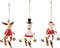 J-Line kerstanger Kerstman/Rendier/Sneeuwman - metaal - wit/rood - 3 stuks - kerstversiering