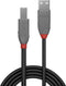 USB A to USB B Cable LINDY 36672 Black 1 m