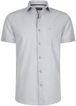Cappuccino Italia Palermo - Heren Overhemd Korte Mouw - Katoen/Polyester - Grijs - Maat L