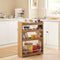 SoBuy Keukenrek 4-Laags - Opbergkast op wielen - Max. 20 kg - Bruin - 60 x 19 x 81 cm