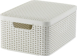 Curver Style Opbergmand M - met Deksel - 18 liter - 39,7x29x18,7 cm - Vintage Wit