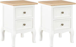 vidaXL Nachtkastje - 2 lades - MDF - wit - 35x30x49 cm (2 stuks)