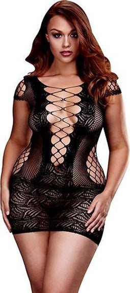 Corset Front Lace Mini Dress Queen Size Baci Lingerie BW3126