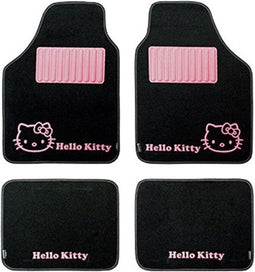 Hello Kitty KIT3013 - Vloermattenset - Antislip - Zwart Roze (4 pcs)