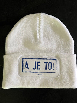 Buurman en Buurman Muts Beanie Stempel Wit