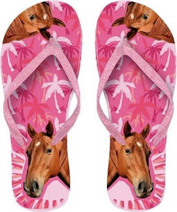 Plenty Gifts Slipper - Flip Flop Paard - Maat 37-39 - Roze/Bruin