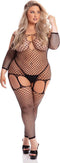 Visnet bodystocking met jarreteloptiek plus size Pink Lipstick - - XL/3XL