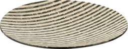 J-Line plateau Rond Strepen Zeeschelpen - hout - zwart/wit