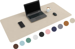 WURK Professionele Bureau Onderlegger - Bureau Organizer XXL - Waterafstotend Kunstleer - Beige - 120x60