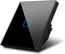 Maclean - Aanraaklichtschakelaar van gehard glas met één vierkante LED-verlichte knop