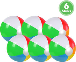 Travelhawk Strandbal Set 6 Stuks - Opblaasbaar PVC - Diameter 26 cm - Kleur Regenboog (6 stuks)
