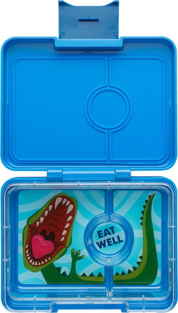 Yumbox Snack - lekvrije Bento box lunchbox - 3 vakken - Surf Blue / Dinosaur tray