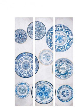 Kamerscherm Blauw Wit Canvas 122 x 2,5 x 180 cm Schotel