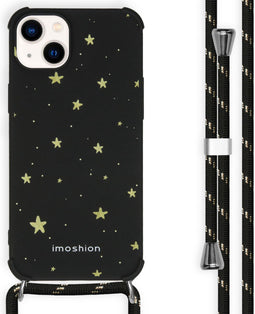 iMoshion Hoesje Geschikt voor iPhone 14 Plus Hoesje Met Koord - iMoshion Design Hoesje met Koord - Goud / Stars Gold