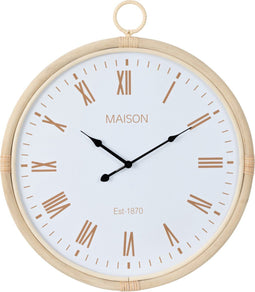 J-Line klok Kyr - jute - naturel/wit - medium - Ø 55.5 cm